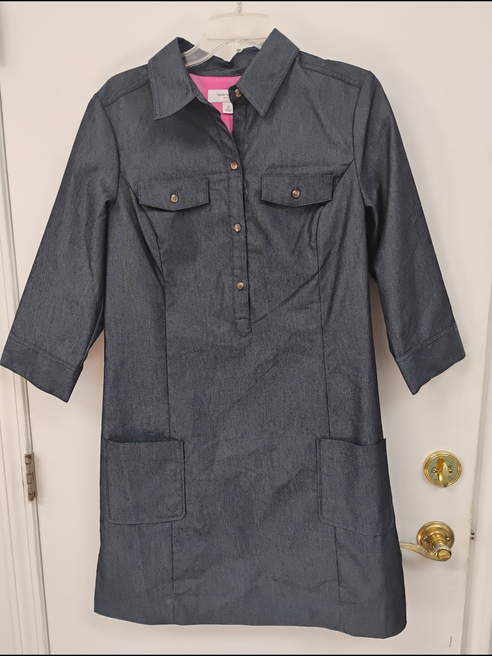 Isaac Mizrahi for Target Denim Shirt Dress Size 12 Utility Pocket Y2K